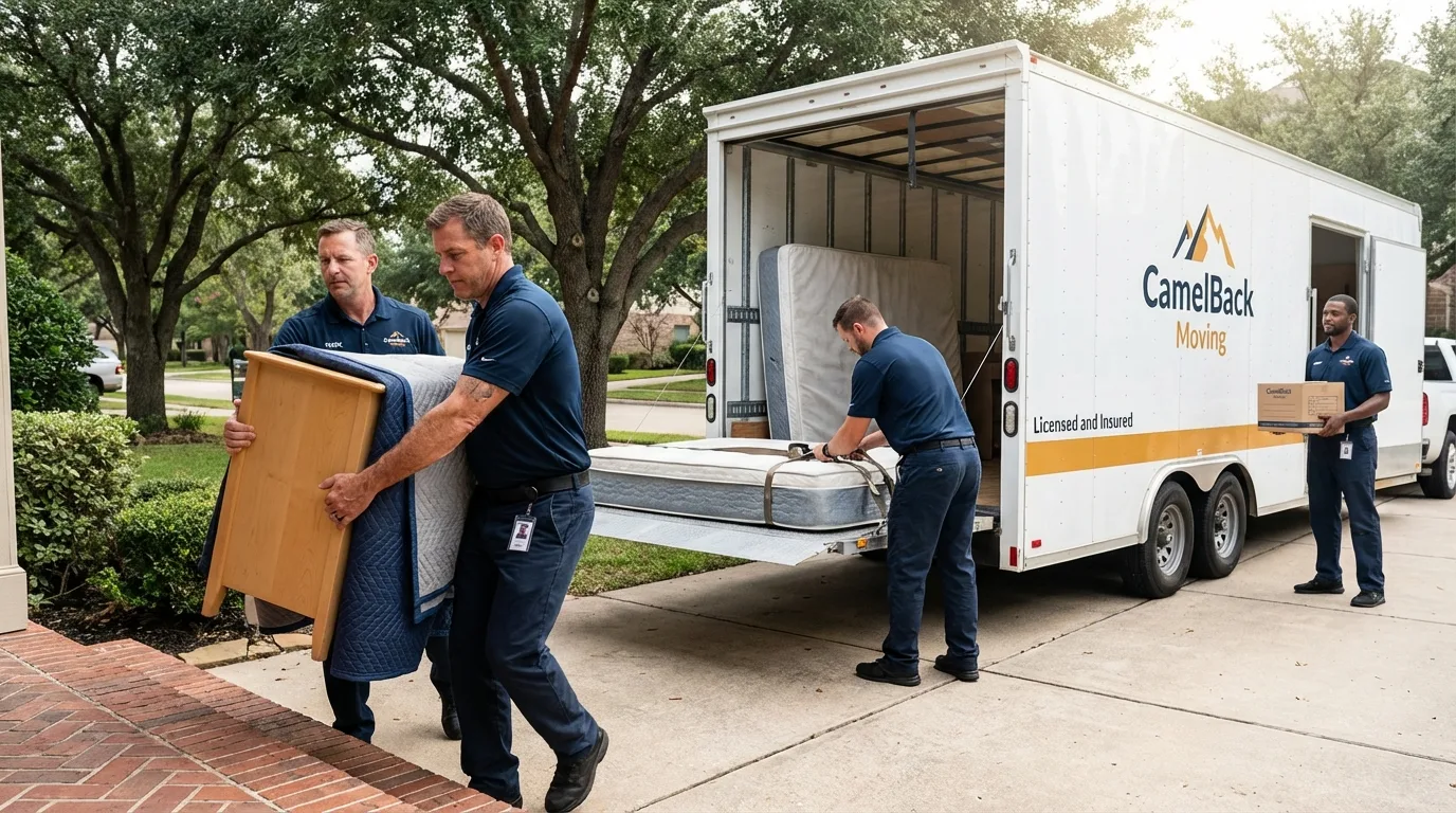 Crew loading residential truck for cross-state move from Stone Park, IL