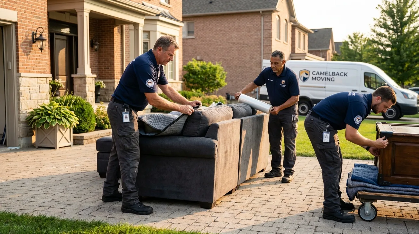 Large estate moving crew wrapping furniture in Stone Park, IL